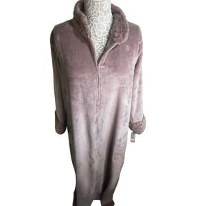 NWT Natori Lavender Plush Zip-Up Robe • Ultra Soft Cozy Spa Robe • Designer Luxe